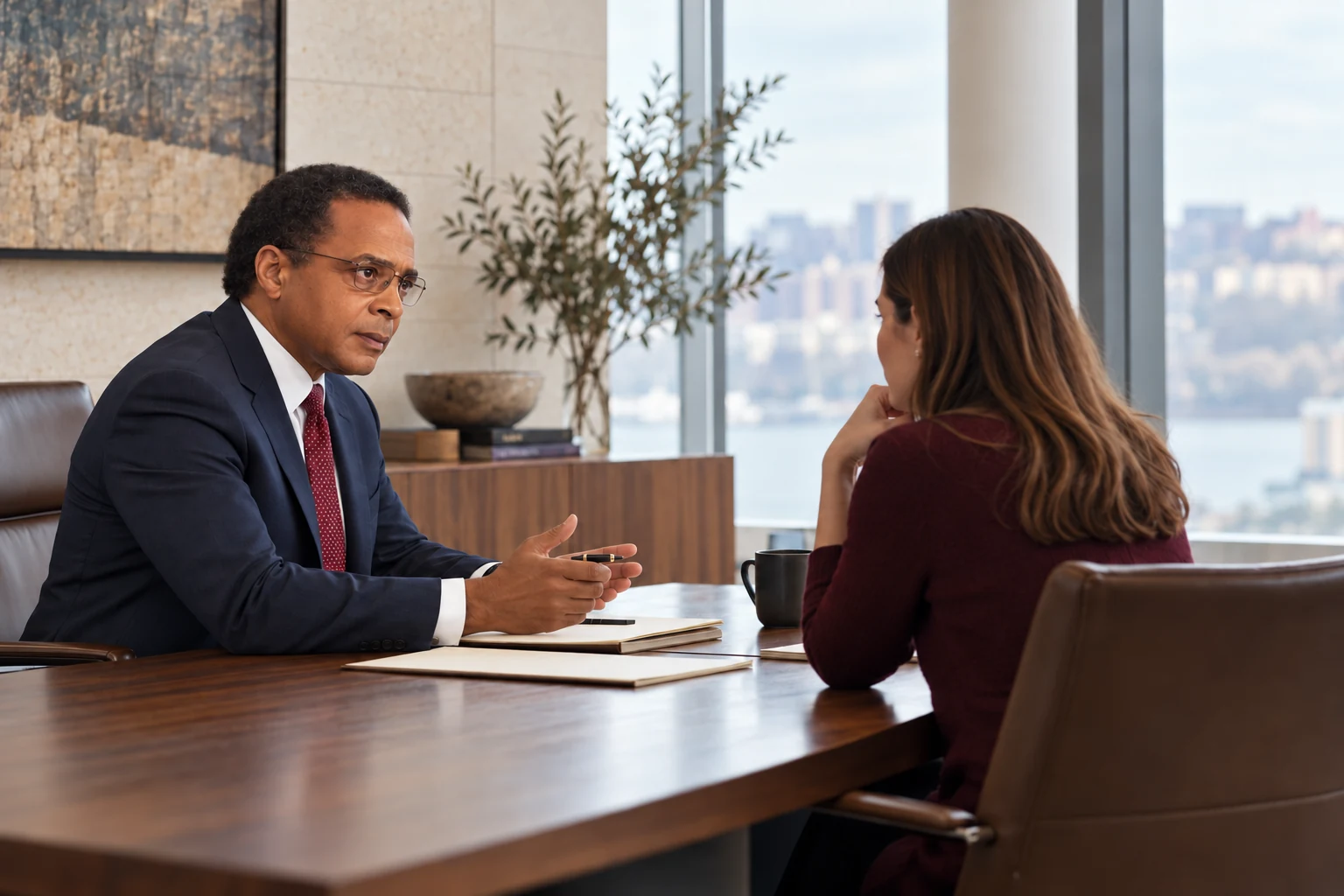 Illustration of Noel Bailey consulting with a client.